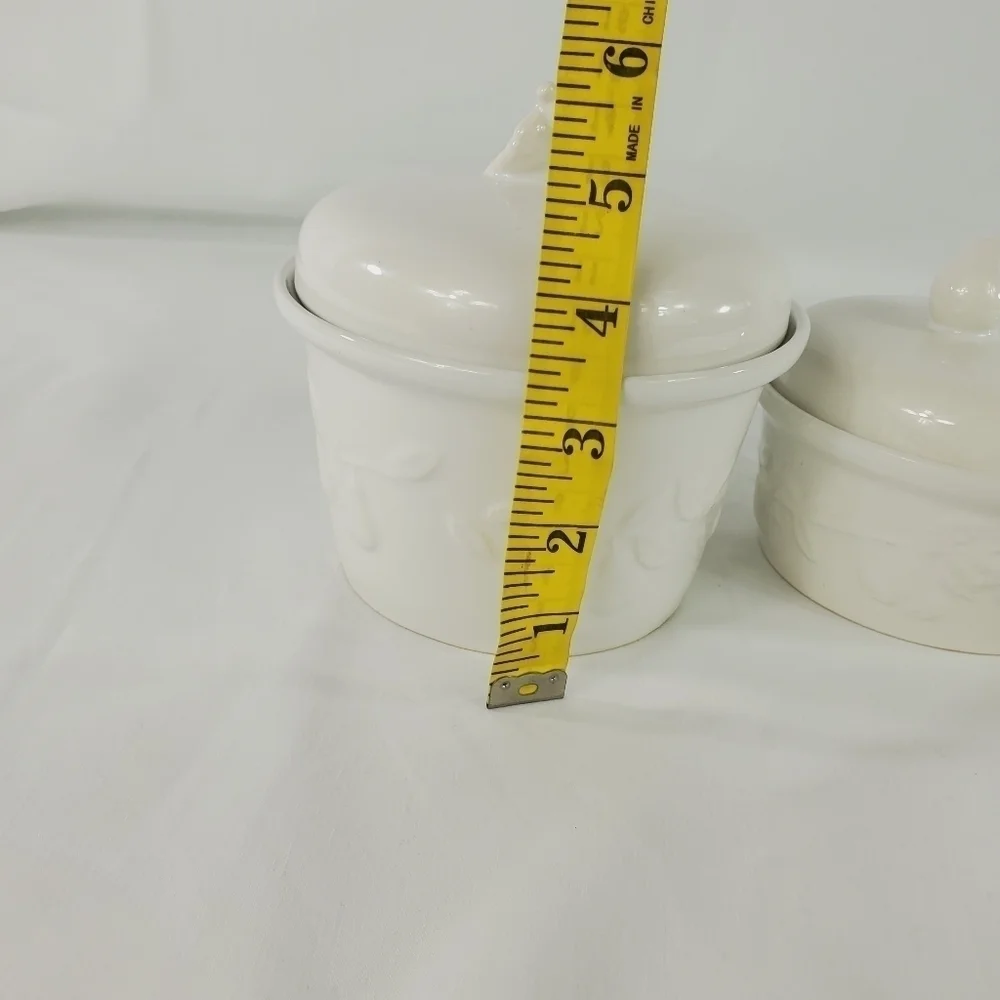 Vintage white Pear ceramic canister set